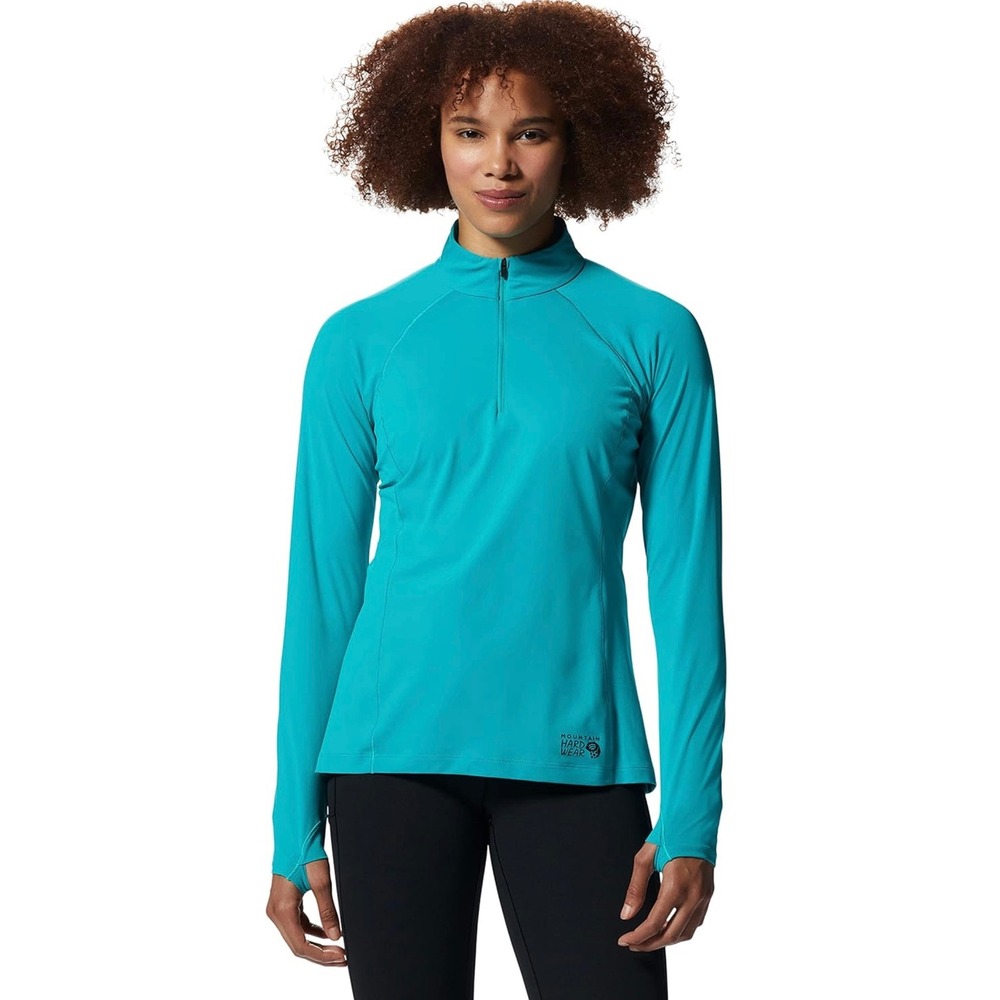 Mountain Hardwear Pullover Activewear Top Quarter Zip Long‎ Sleeve Teal 0258